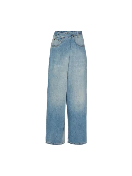 Szerokie jeansy Maison Margiela kopertowe niebieskie