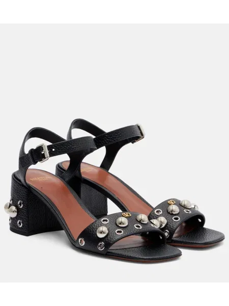 Sandale Valentino Garavani din piele cu tepi negru