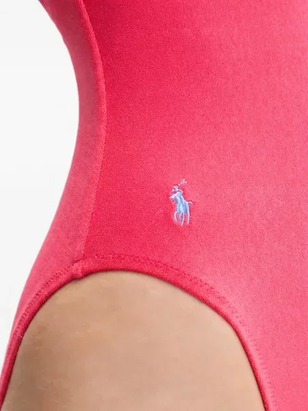 Portofel Polo Ralph Lauren cu autograf din piele cu gât halter roz