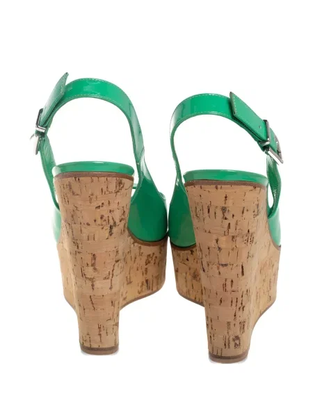 Sandale Gianvito Rossi din piele cu pană de lac verde