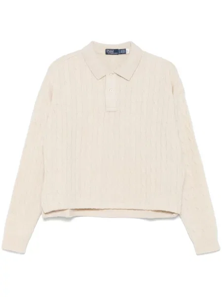 Haftowane pikowane polo Polo Ralph Lauren żakardowe niebieskie