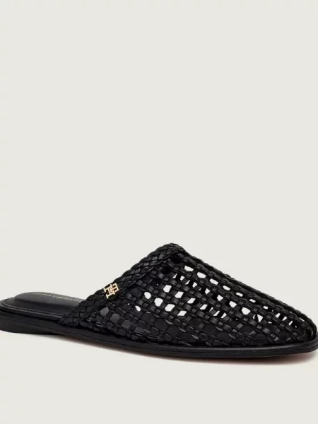 Papuci tip mules Tommy Hilfiger negru
