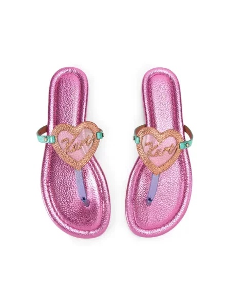 Kurt Geiger London klapki skórzane Kurt Heart T Bar Flat różowe