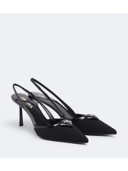 Pantofi cu toc Prada din piele slingback negru