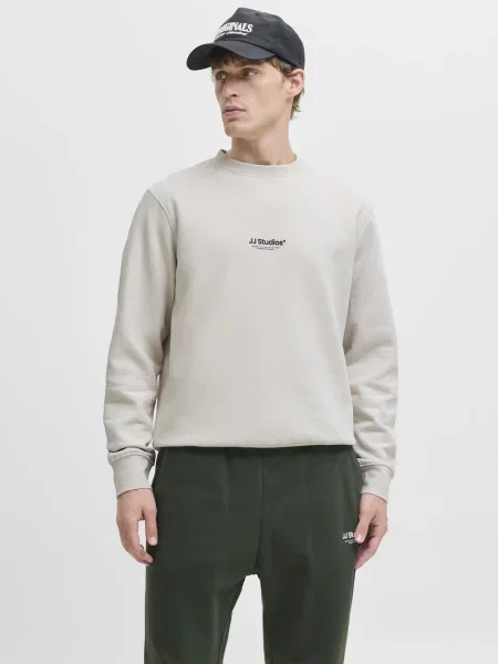 Jack & Jones Bluza JJEsoho Mężczyźni dresowy jednolity S beżowy