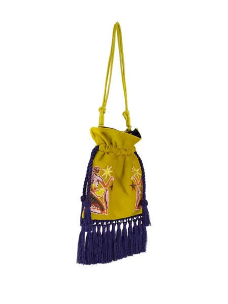 Geantă shopper Paula cu broderie galben