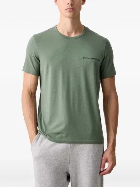 Cămașă Emporio Armani cu imagine cu decolteu rotund verde