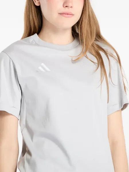 Футбол тениска с дълъг ръкав Adidas на райета мъниста бяло