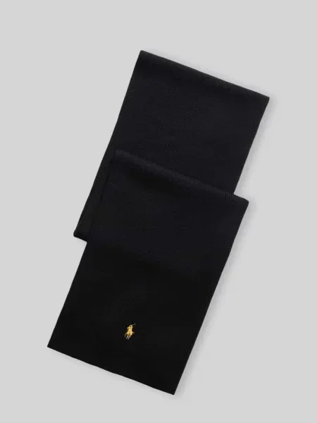 Polo Ralph Lauren Szalik Mężczyźni Wełna czarny|złoty jednolity ONE SIZE czarna