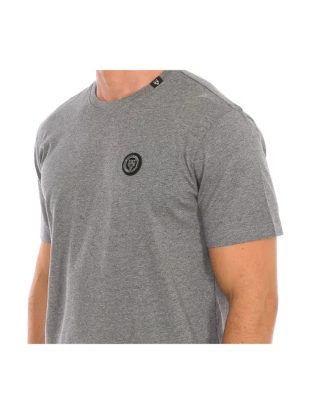 Koszulka sportowa Plein Sport z nadrukiem z krótkim rękawem szara