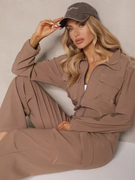 Kombinezon w Stylu Utility Taliowany Liarael brązowy