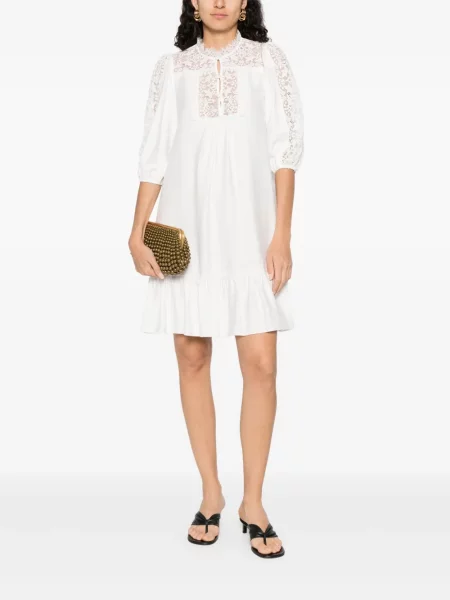 Rochie Nissa din dantelă de costum alb