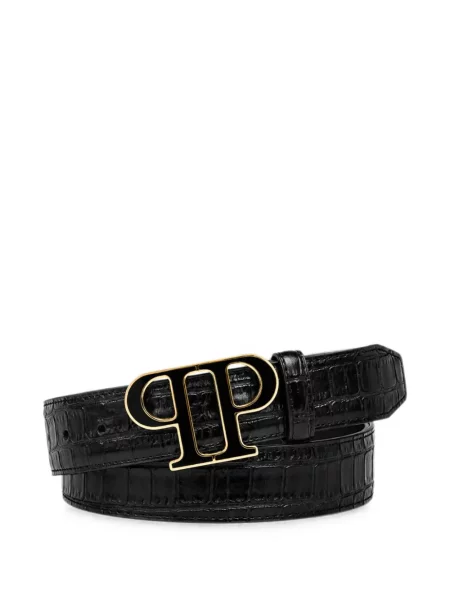 Cu centură curea Philipp Plein din piele negru