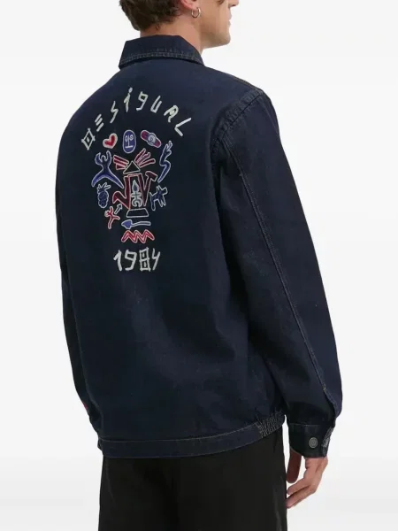 Geacă de blugi Desigual cu broderie albastru
