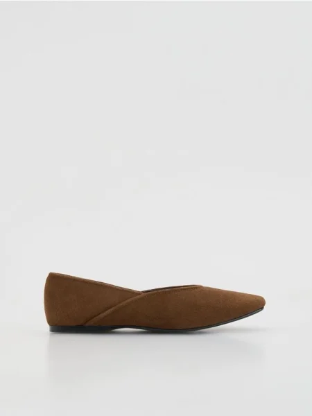 Замшевые балетки Reserved коричневые