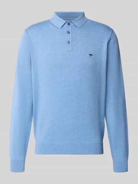 Sweter z dzianiny z kołnierzykiem polo i listwą guzikową Fynch-hatton