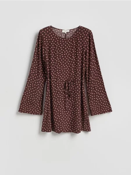 Reserved Sukienka mini w kropki brązowy