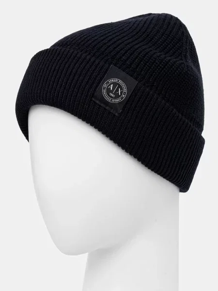 Armani Exchange căciulă pentru bărbați cu amestec de lână negru