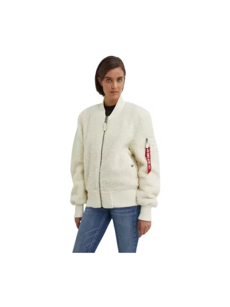 Alpha Industries kurtka bomber Teddy przejściowa oversize beżowy