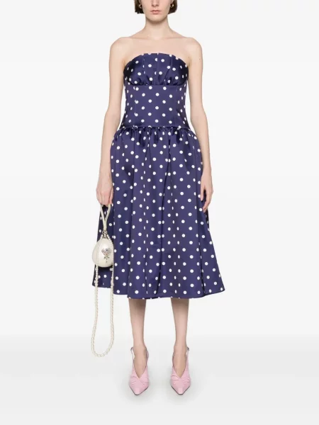 Rochie midi Self-portrait cu buline până la genunchi de costum albastru