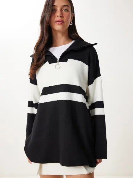 Happiness İstanbul Pulover negru alb