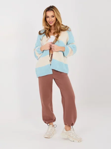 Cardigan Italy Moda cu dungi albastru