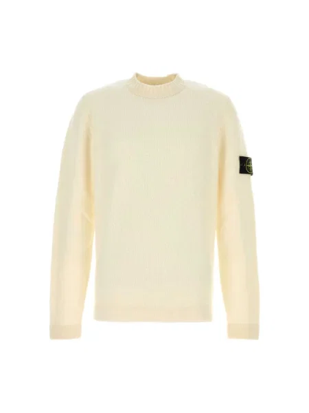 Sweter Stone Island wełniany z kamieniami beżowy