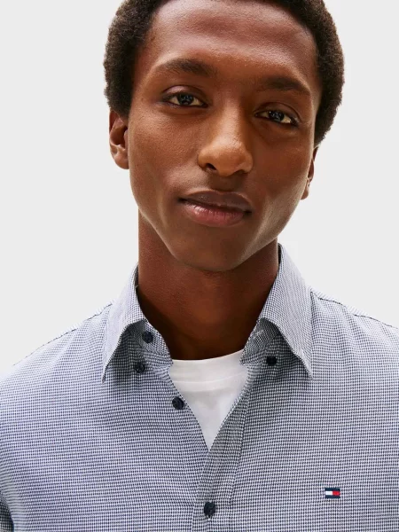 Картата сорочка Tommy Hilfiger блакитна