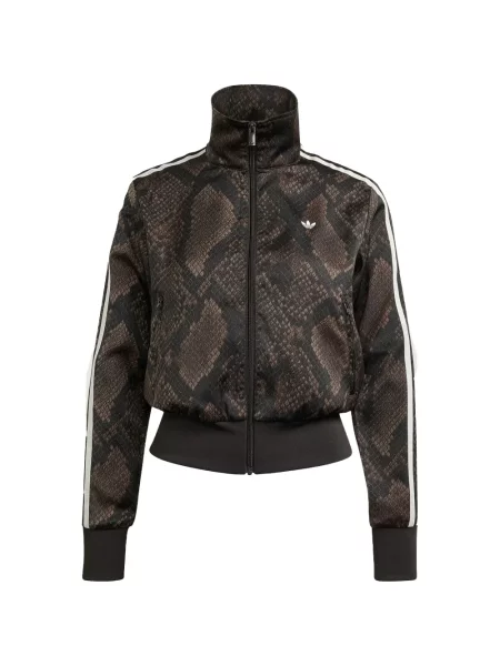 Geacă Adidas din satin cu imagine cu model piele de șarpe maro