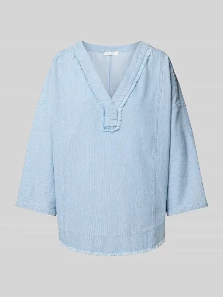 Bluzka o kroju relaxed fit z dekoltem w serek Christian Berg Woman niebieska