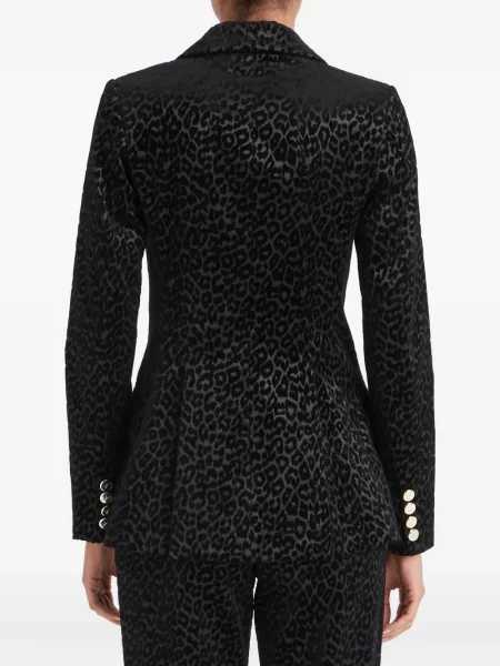 Sacou Temperley London cu model leopard cu două rânduri de nasturi negru