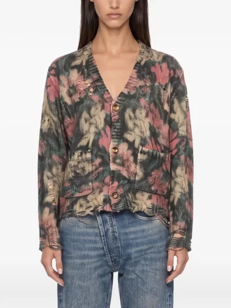 Cardigan R13 cu model floral cu imagine negru