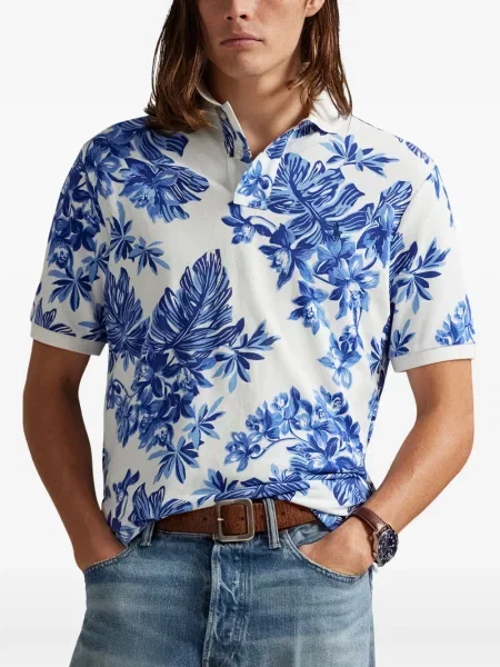 Krótka czapka z daszkiem Polo Ralph Lauren w jodełkę jednorzędowa niebieska