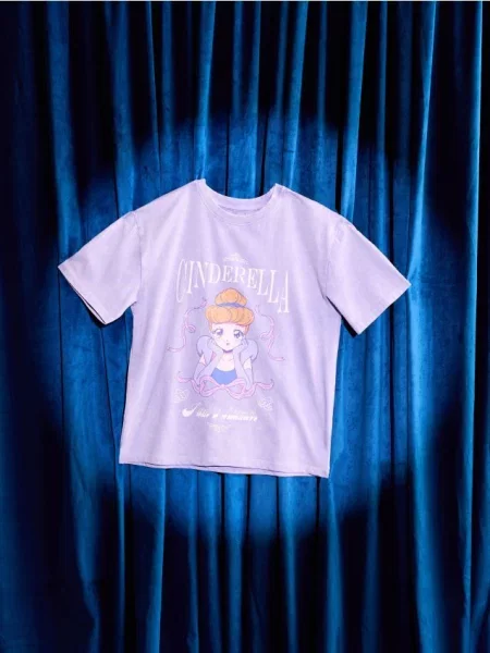 Sinsay oversize tričko s potiskem Cinderella fialová