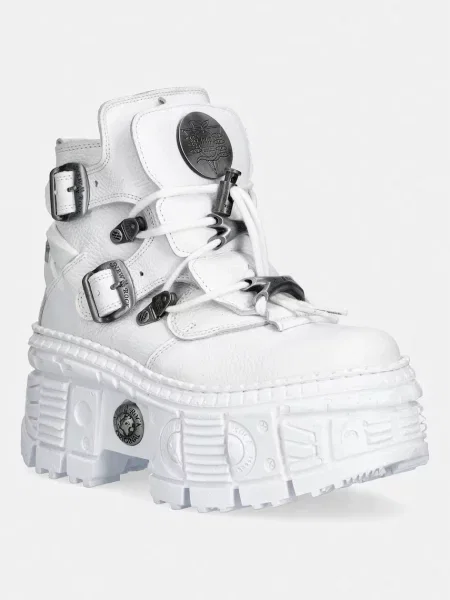 New Rock NAPA BLANCA + IMPERFECT TANK BLANCO TORNILLOS bocanci cu platformă pentru femei din piele