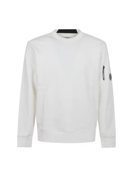 Lniana bluza polarowa C.p. Company z dekoltem w kształcie litery U casual biała