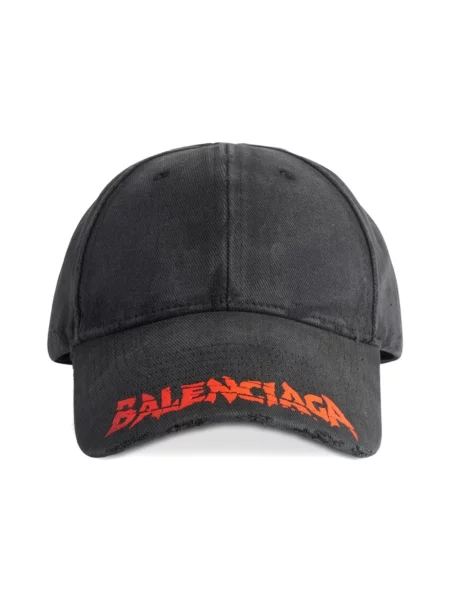 Lniana czapka z daszkiem Balenciaga z logo czarna