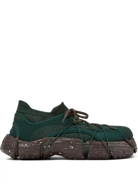Sneakerși Camper cu șireturi tricotate verde