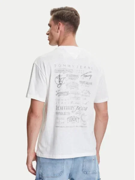 Tommy Jeans Póló Archive Logos Relaxed Fit fehér