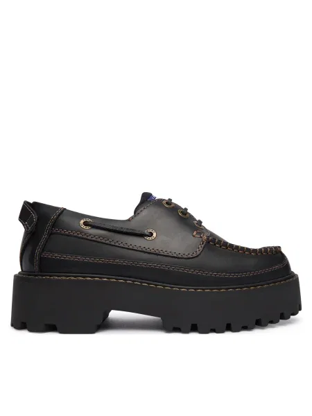 Tommy Jeans Poltopánky Archive Boat Shoe Leather čierna