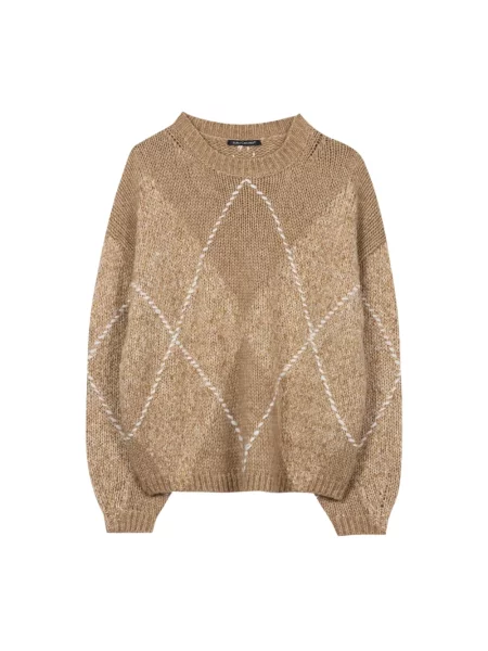 Sweter Luisa Cerano z nadrukiem brązowy