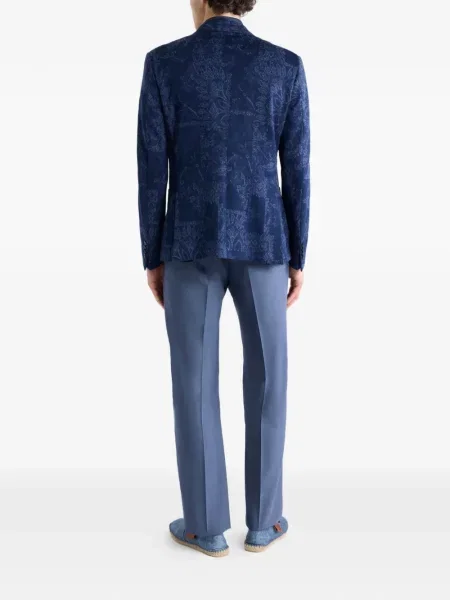 Geacă Etro cu model floral din jacard albastru