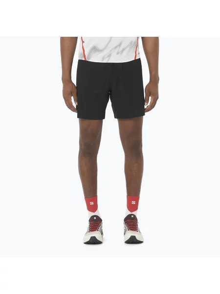 Pantaloni scurți de alergare pentru bărbați Salomon S/Lab Speed Spl 7" deep black / fiery red negru