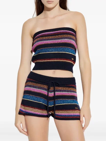 Pantaloni scurți Dsquared2 cu dungi tricotate negru