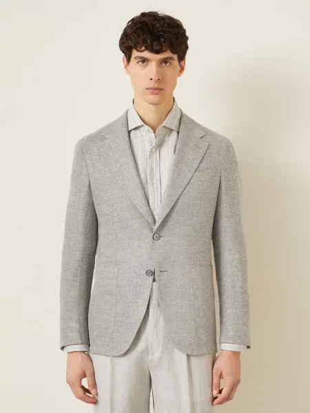 Zegna Sako Extra Slim Fit S Lnem šedá