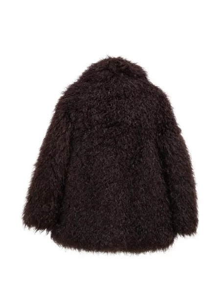 Geacă Moncler Grenoble din piele de oaie maro