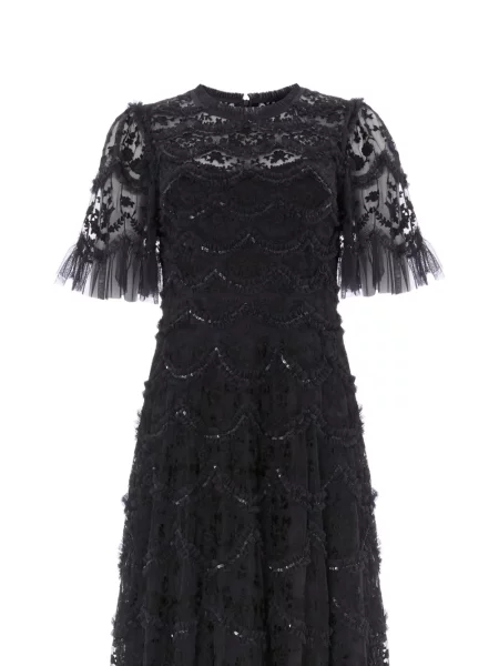 Rochie maxi Needle & Thread cu paiete negru