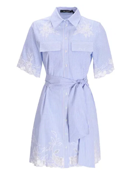 Sukienka koszulowa Karl Lagerfeld w paski garniturowa niebieska