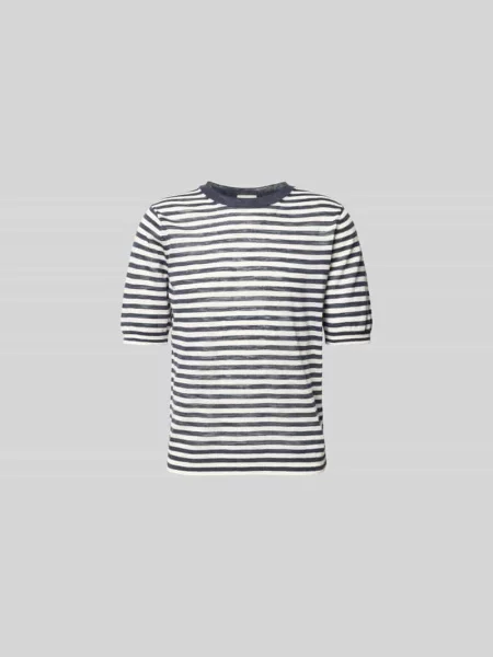 T-shirt o kroju regular fit z mieszanki lnu Closed granatowa