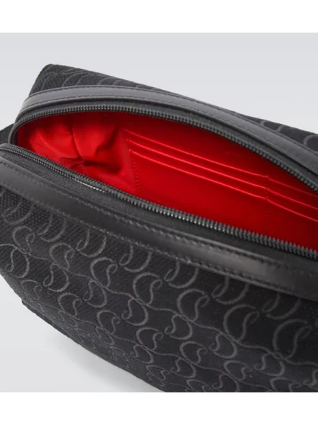 Žakárová taška Christian Louboutin s autogramom čierna